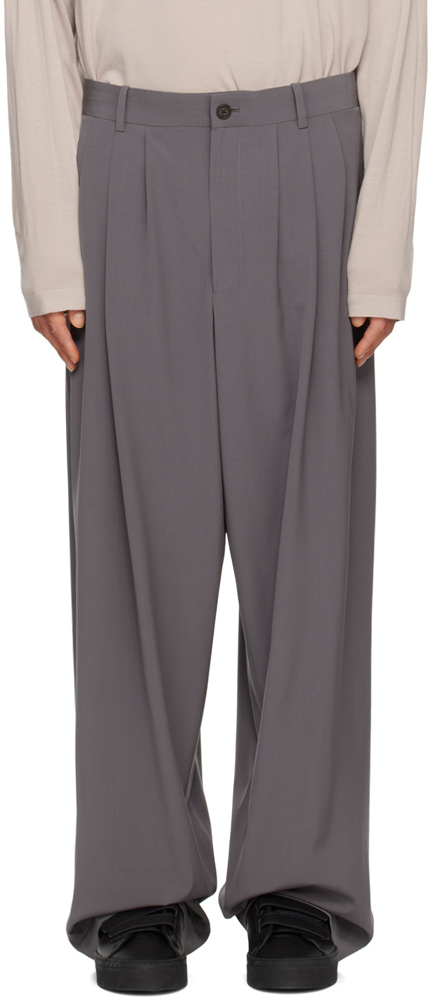 The Row Rufus Wide Leg Pleated Wool Pants In Dove Grey | ModeSens