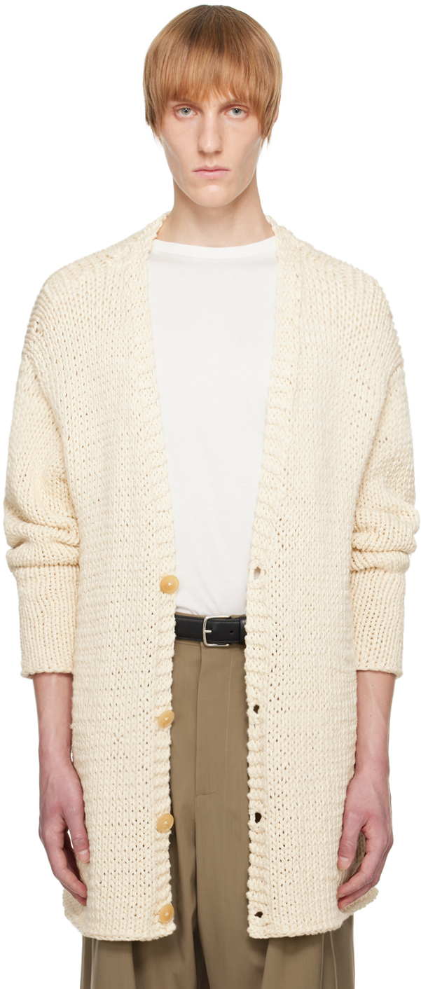 The Row Zaydi Open-knit Cotton And Silk-blend Cardigan In Neutrals