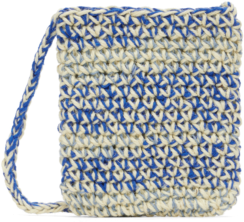 Off-White & Blue Crochet Bag