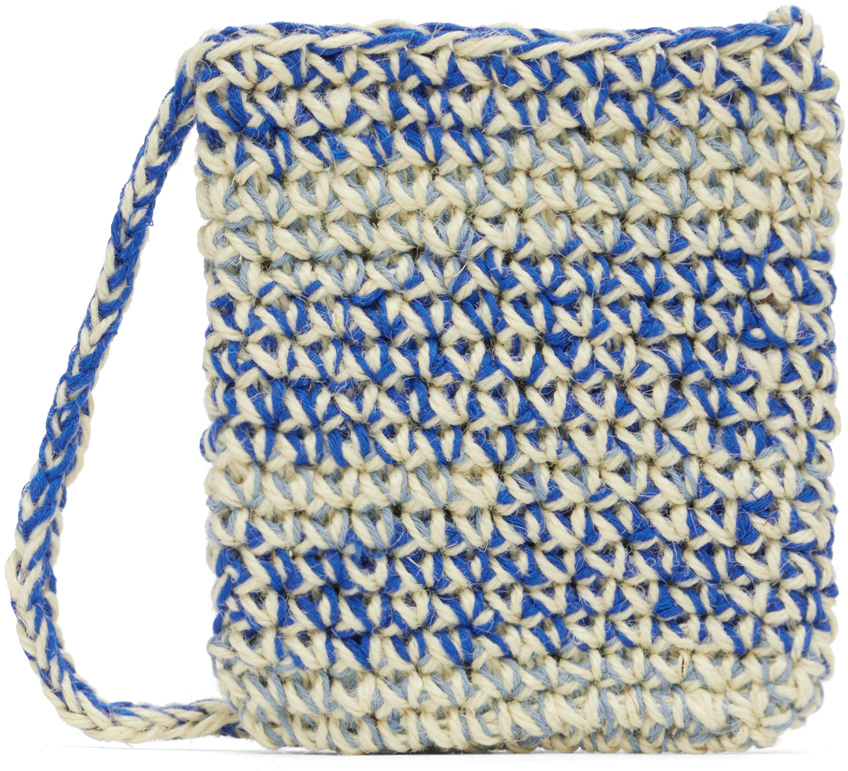Nicholas Daley Off-white & Blue Crochet Bag In Cream/royal Blue/bab
