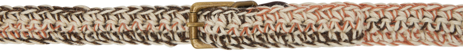 Nicholas Daley Off-White & Tan Crocheted Belt