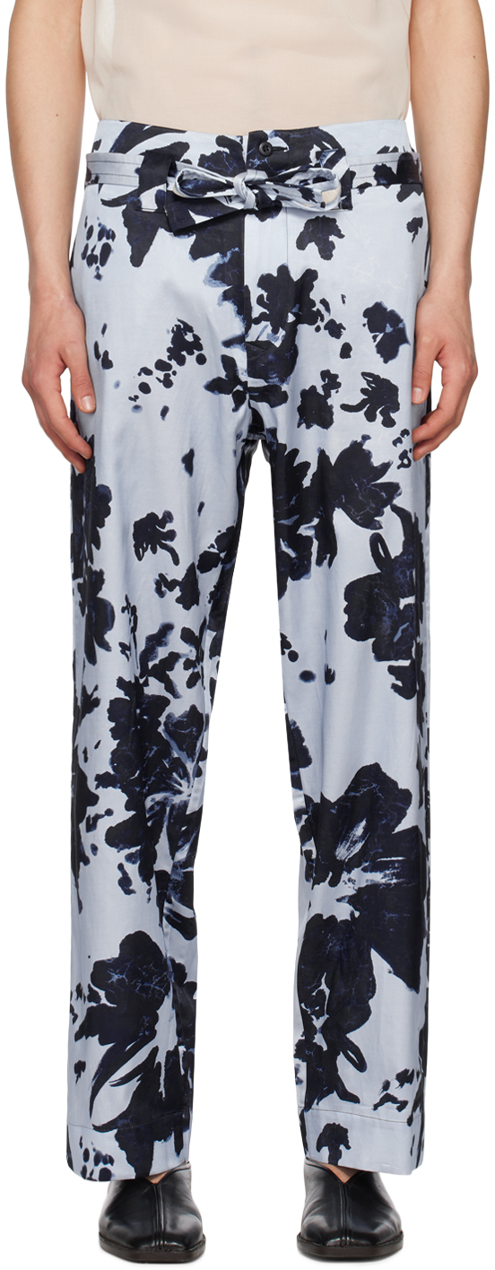Shop Nicholas Daley Blue Calypso Trousers In Ice Blue / Navy