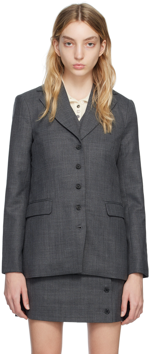 The Garment Windsor Wool Blend Blazer In Dark Grey