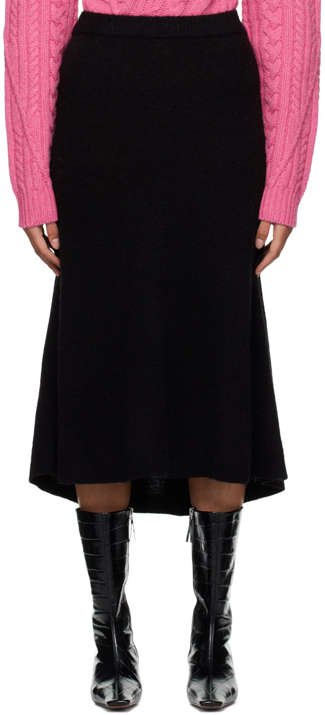 Black Courchevel Midi Skirt