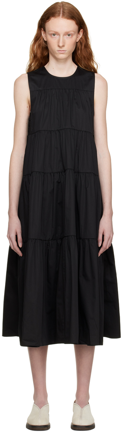 CO: Black Sleeveless Midi Dress | SSENSE