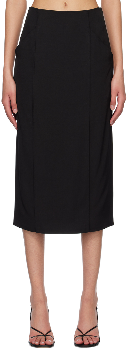 CO: Black Seamed Midi Skirt | SSENSE Canada