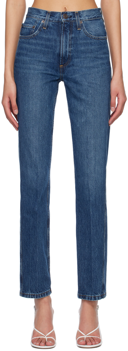 Co Cropped High-rise Straight-leg Jeans In Blue