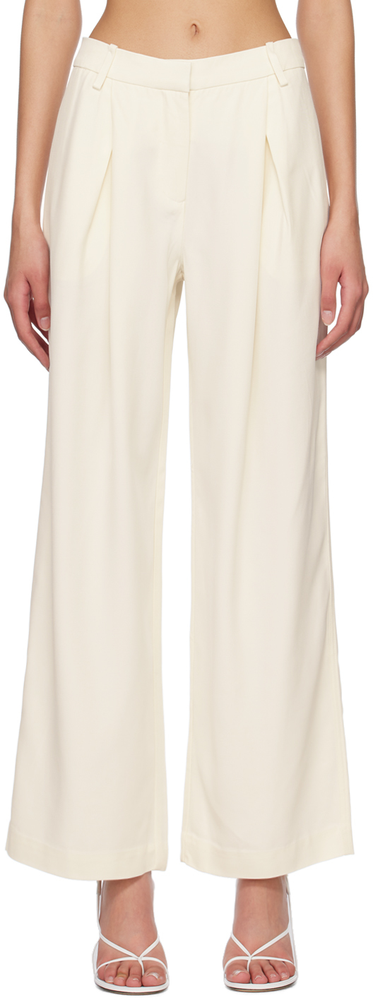 Co White Pleated Trousers In Ivory