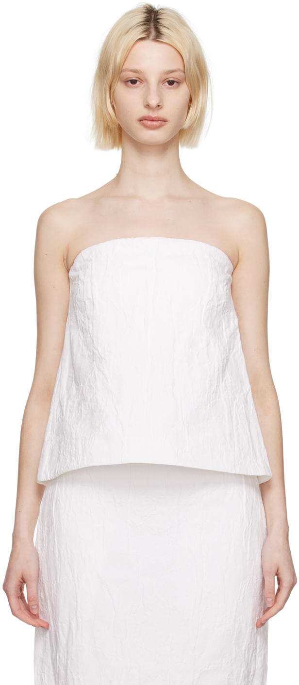 Shop Co White Embroidered Tank Top In Ivory