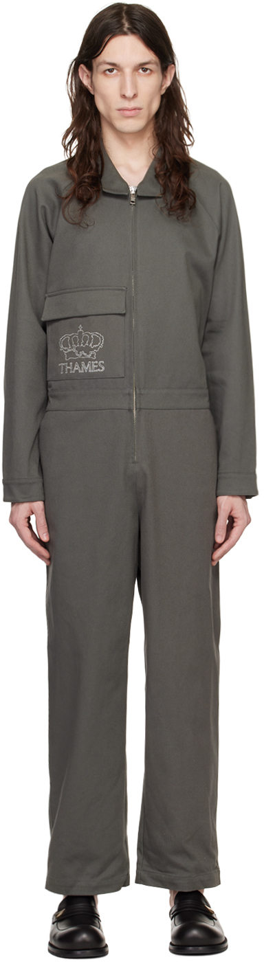 Thames Mmxx Gray Boiler Jumpsuit In Stone
