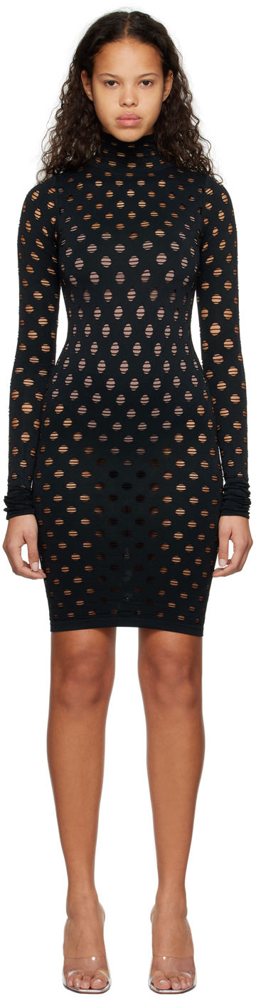 Maisie Wilen Black Perforated Minidress