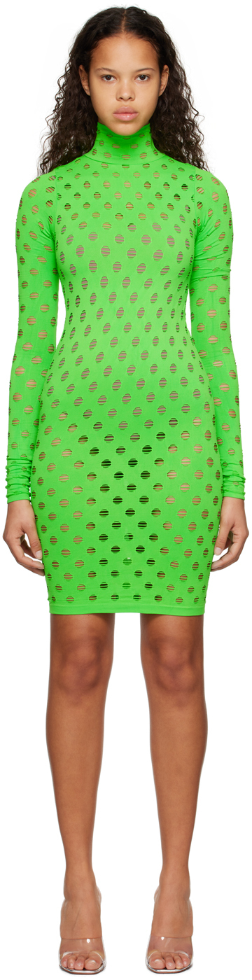 Maisie Wilen Green Perforated Minidress