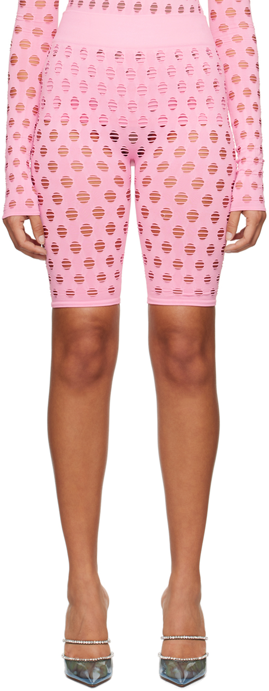 Maisie Wilen Pink Perforated Shorts In Baby Girl