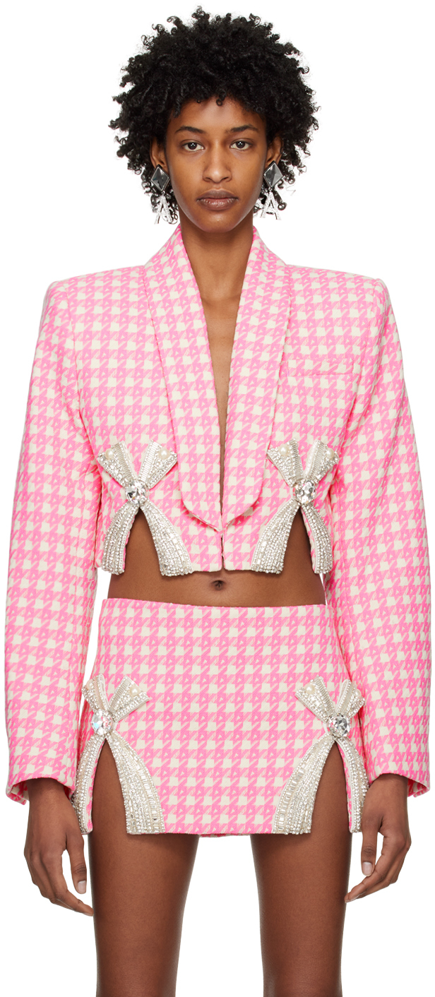 Pink Deco Bow Blazer by AREA on Sale
