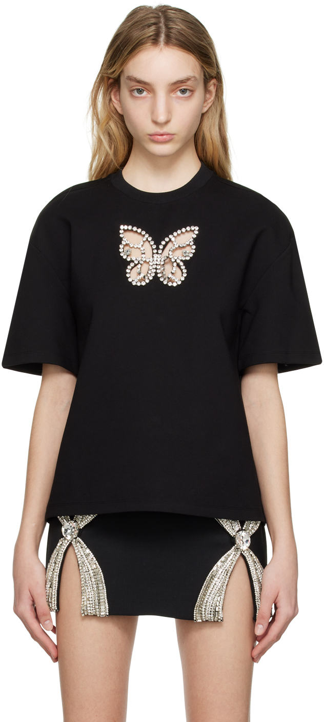 SSENSE Exclusive Black Crystal Butterfly T-Shirt