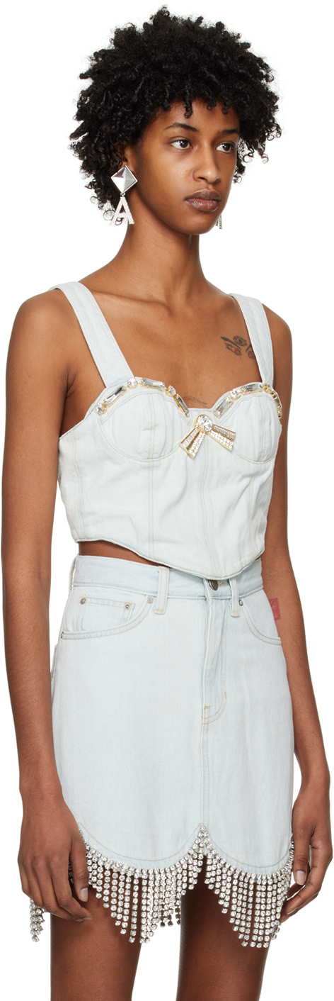 Shop Area Blue Crystal Trim Camisole In Pale Blue