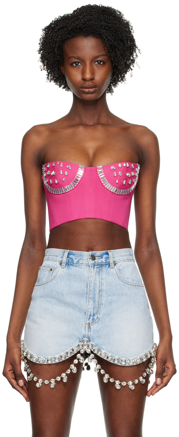 Shop Area Pink Crystal Watermelon Cup Bustier In Fuchsia