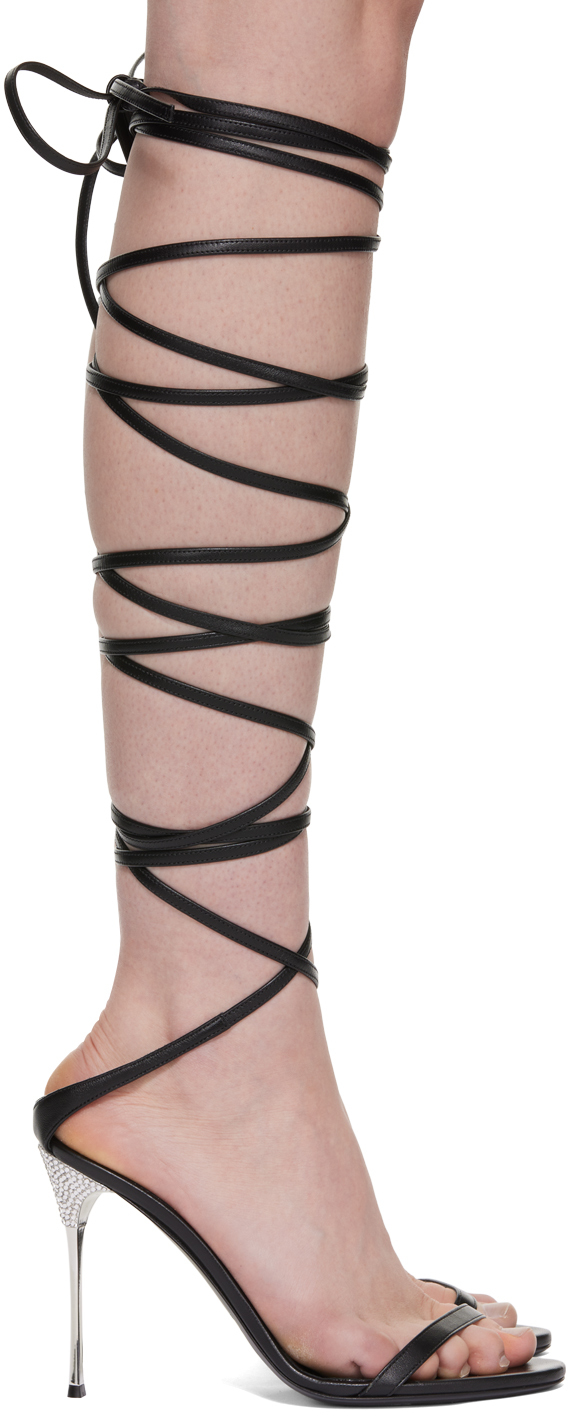 Area Black Sergio Rossi Edition Shibari Heeled Sandals In 1000 Nero