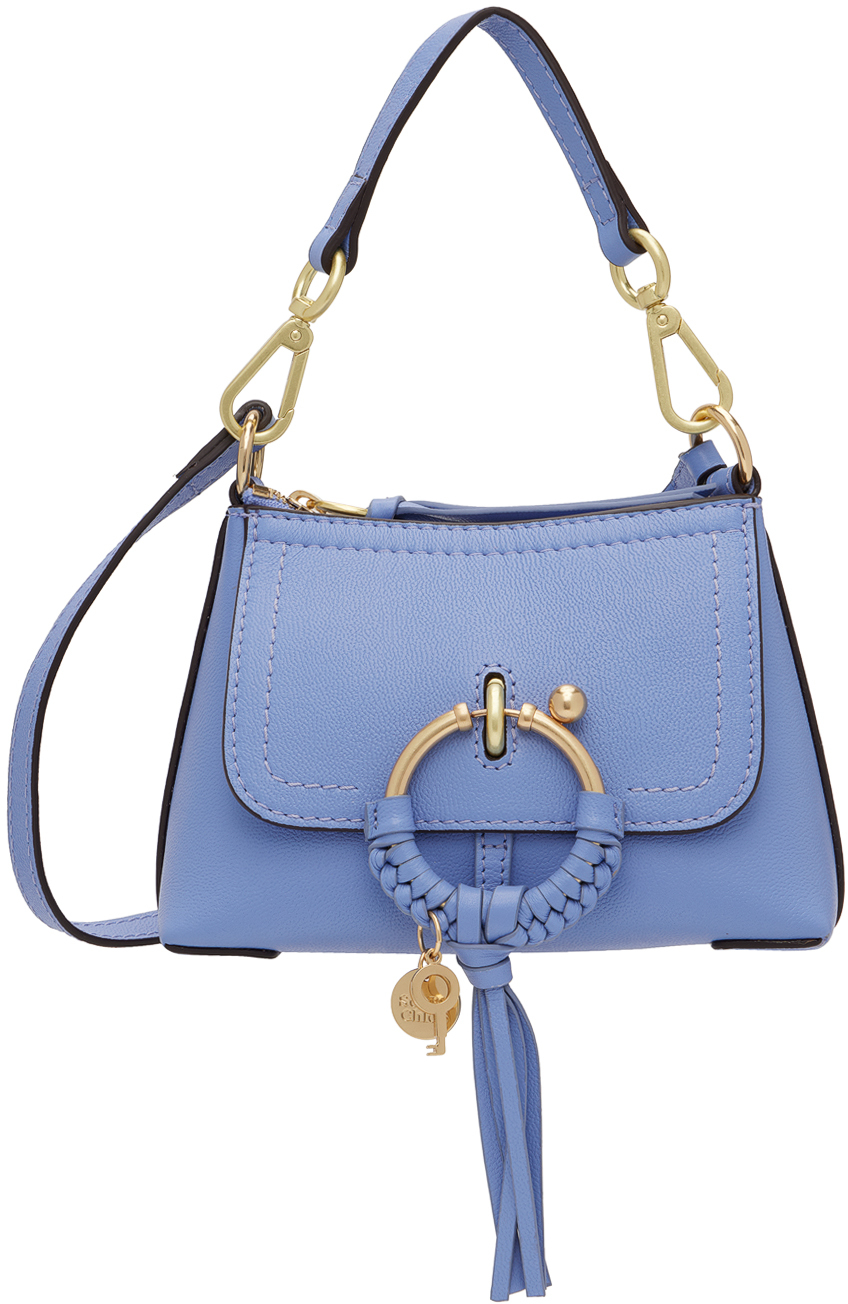 See By Chloé Joan Mini Leather-trimmed Denim Shoulder Bag in Blue