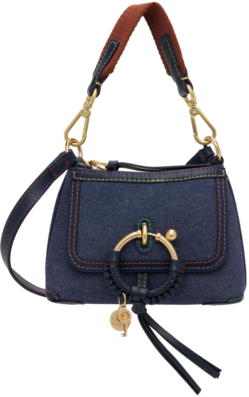 Joan Mini Denim Shoulder Bag in Blue - See By Chloe