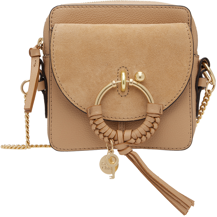 See By Chloé Joan Embellished Embroidered Leather Shoulder Bag In Neutrals