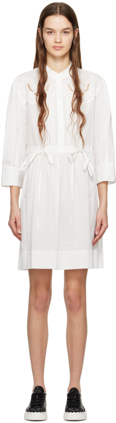 See By Chloé White Embroidered Minidress In 113 Whisper White