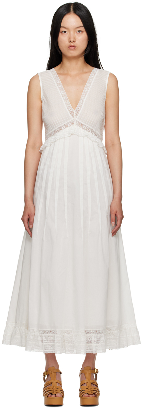 See By Chloé White Paneled Maxi Dress In 121 Cloudy White