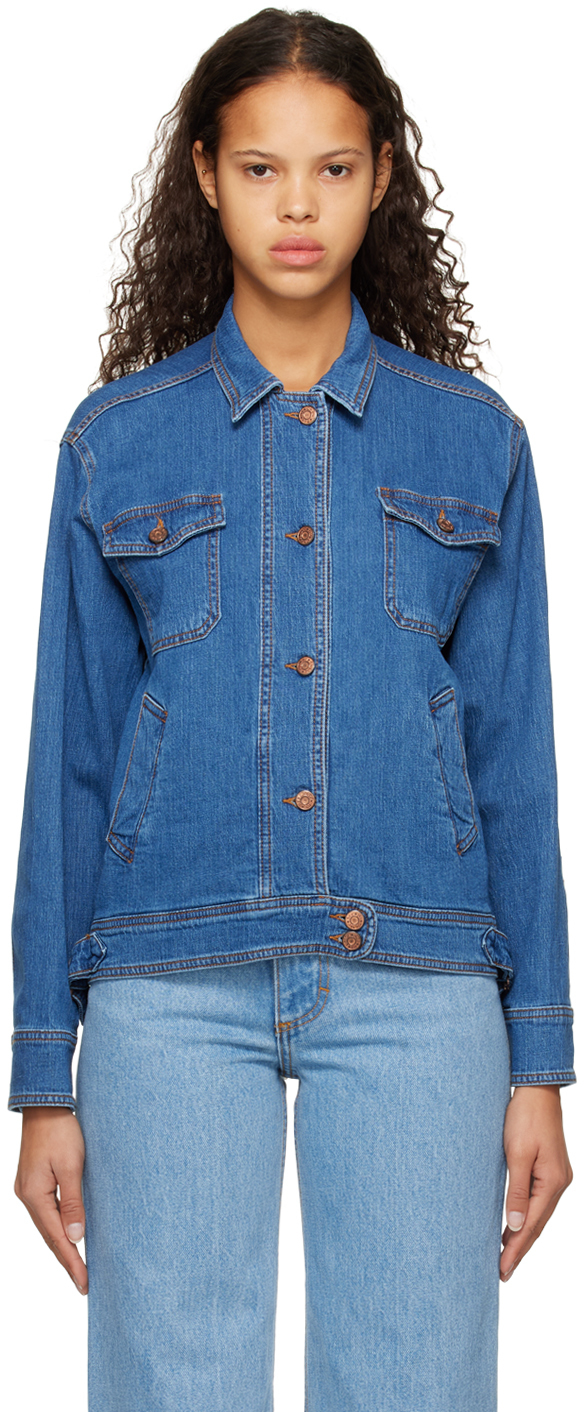 See By Chloé Blue Button Up Denim Jacket In Mid Denim