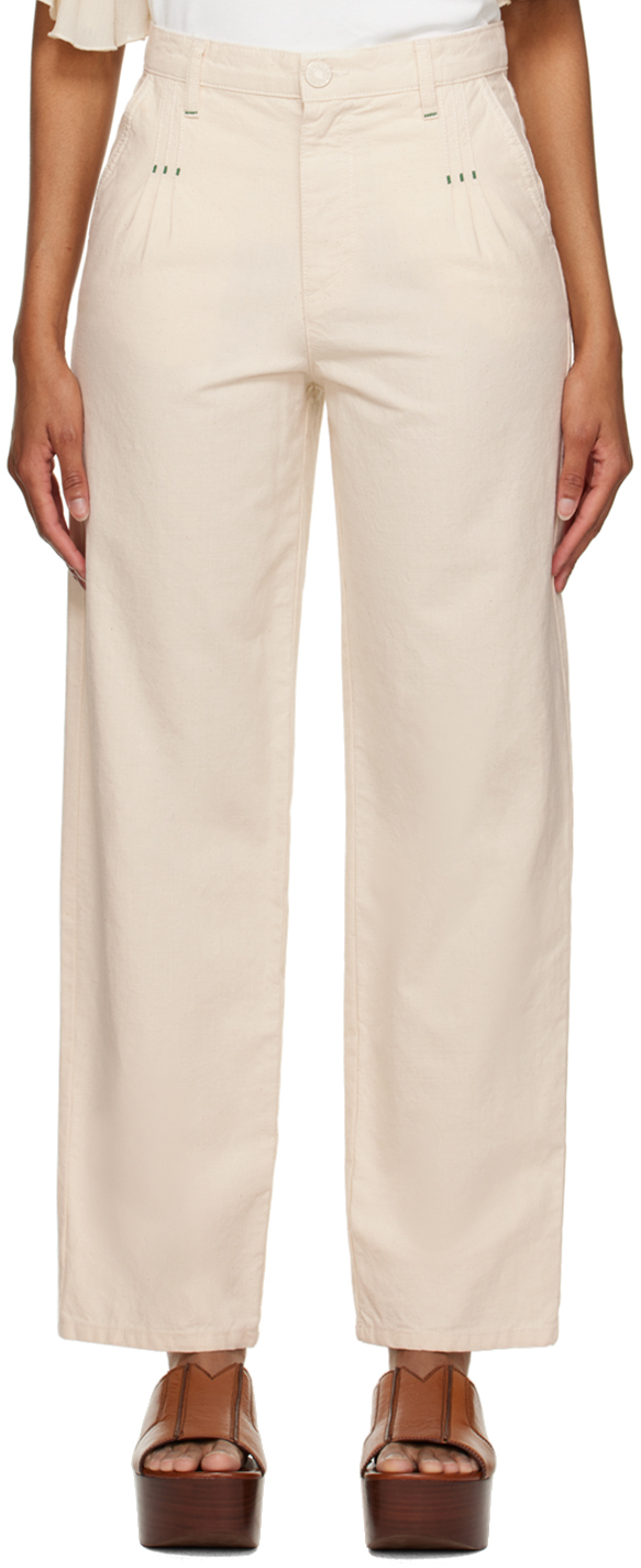 See By Chloé Off-white Pleated Jeans In 116 Antique White