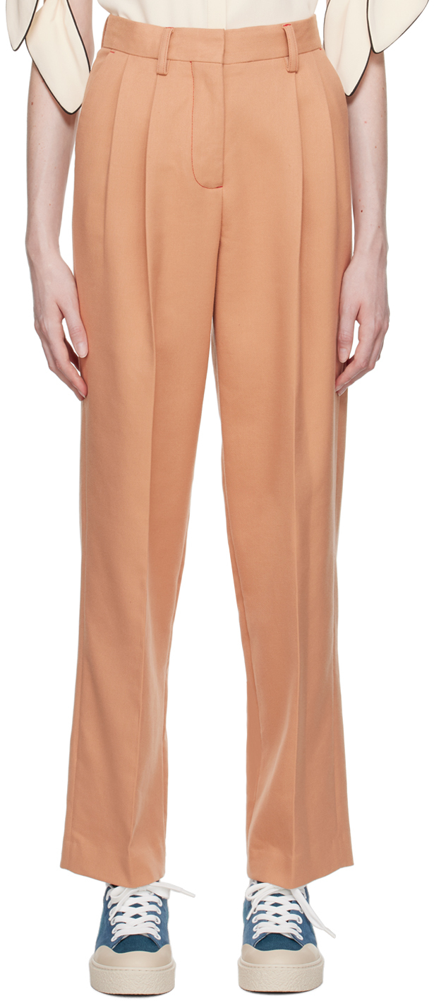 See By Chloé Wide-leg Cotton-blend Trousers In Pink