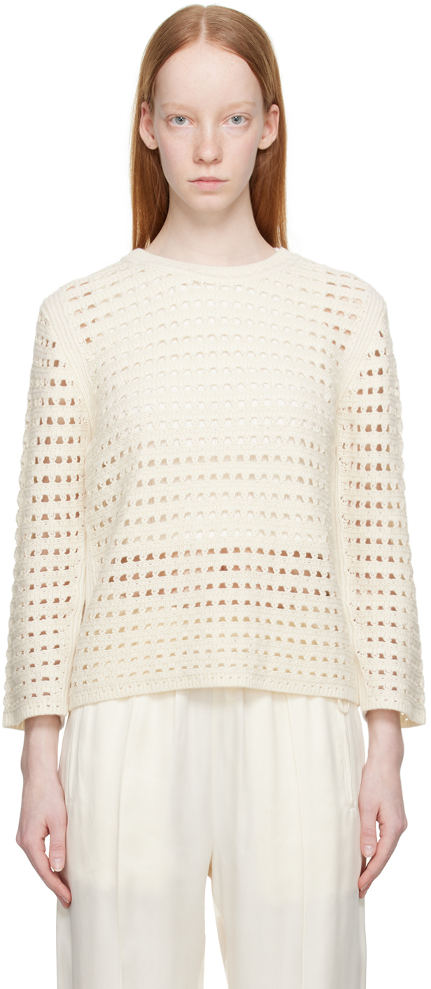 See By Chloé Off-white Crocheted Sweater In 101 White
