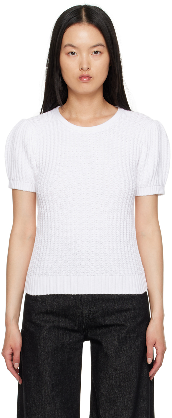 See By Chloé Ribbed-knit Cotton Top In 101 White