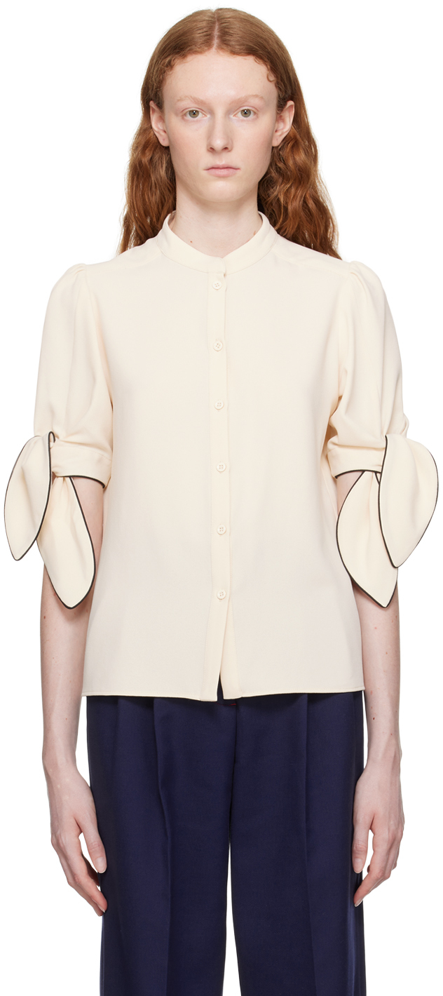 See by Chloé Beige Bow-Tie Blouse