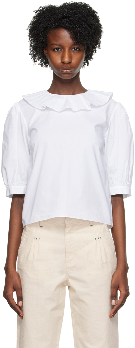 See By Chloé Frilled-collar Cotton Blouse In White