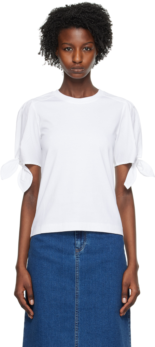 See By Chloé White Puff Sleeve T-shirt In 101 White
