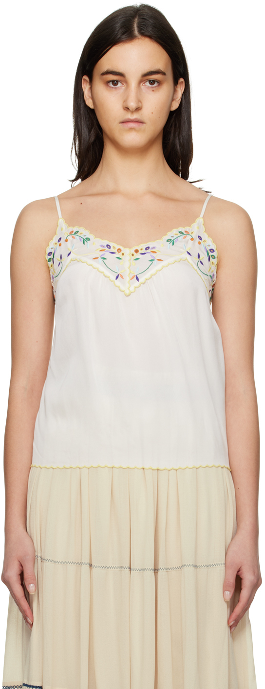 See By Chloé Floral-embroidered Camisole In Pink