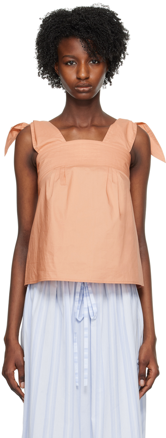 See By Chloé Pink Self-tie Tank Top In 6i2 Dusty Coral