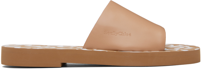See By Chloé 10mm Essie Leather Slide Sandals In Nude