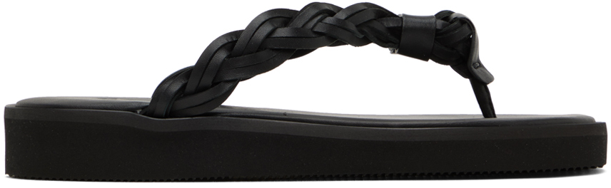 Shop See By Chloé Black Braided Flat Sandals In 001 Black