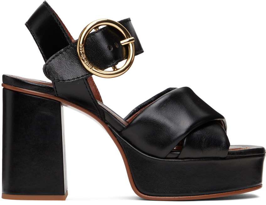 See By Chloé Black Lyna Heeled Sandals In 001 Black
