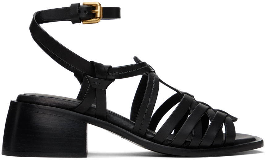 See By Chloé Black Wraparound Heeled Sandals In 001 Black