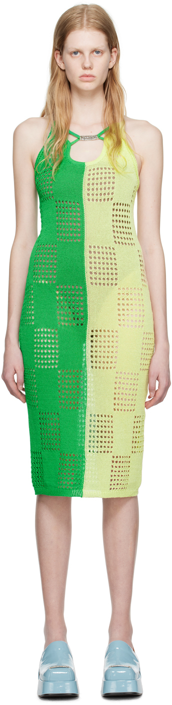 Andersson Bell Green & Yellow Keira Midi Dress