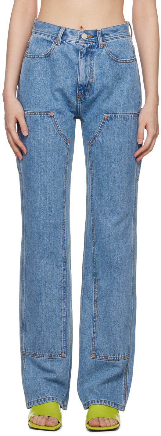 SSENSE Exclusive Blue Jade Carpenter Jeans by Andersson Bell on Sale