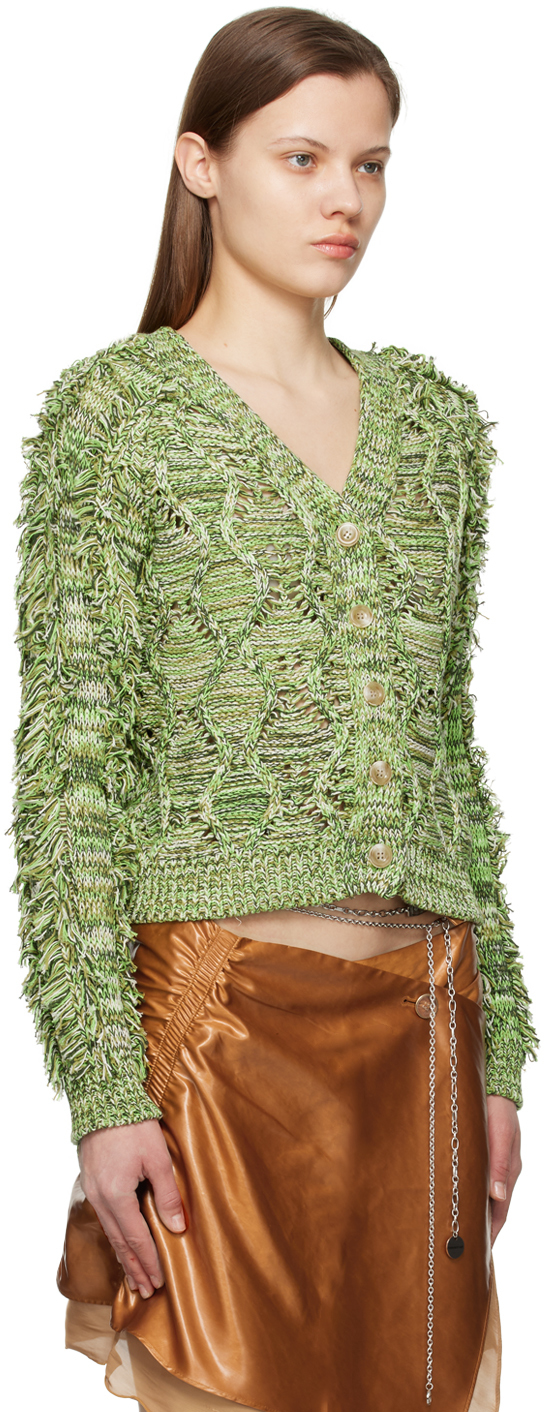 ANDERSSON BELL GREEN FRINGE TWO WAY CARDIGAN