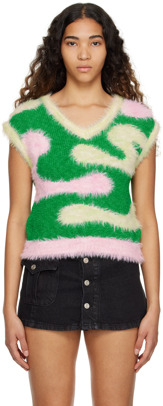 Shop Andersson Bell Green Hairy Wave Vest
