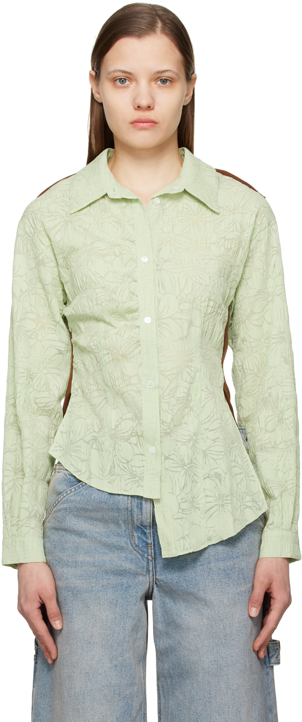 Andersson Bell Green Moeka Combination Shirt In Jade