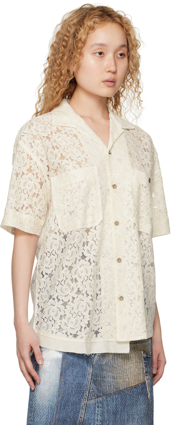 Shop Andersson Bell Ssense Exclusive Off-white Fline Shirt In Ecru White