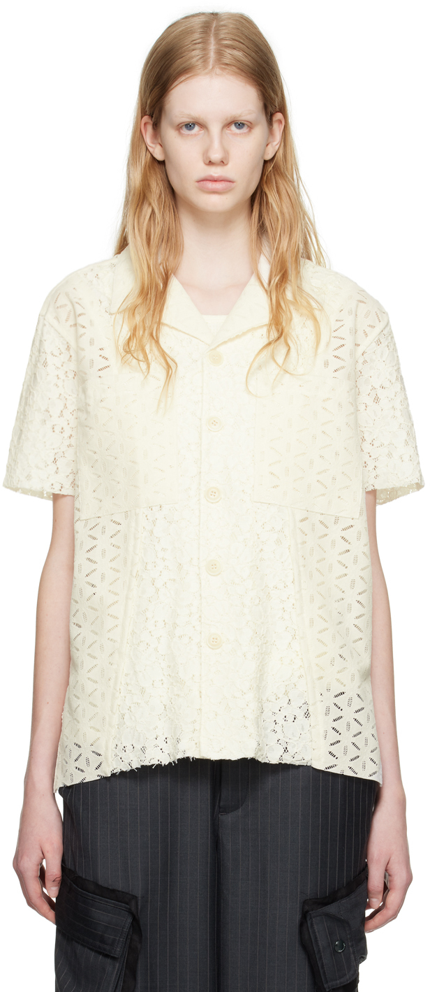 Andersson Bell Off-white Flower Shirt In Ecru