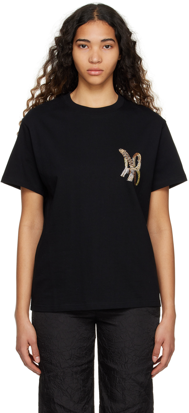 Andersson Bell Black 'AB' Embroidered T-Shirt