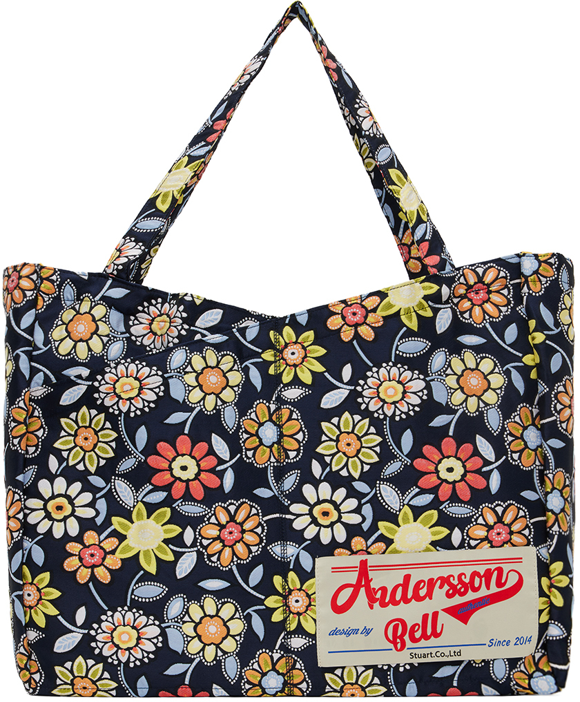 Navy Flower Tote